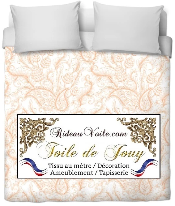 Toile de Jouy orange tissu motif Paisley Indiennes