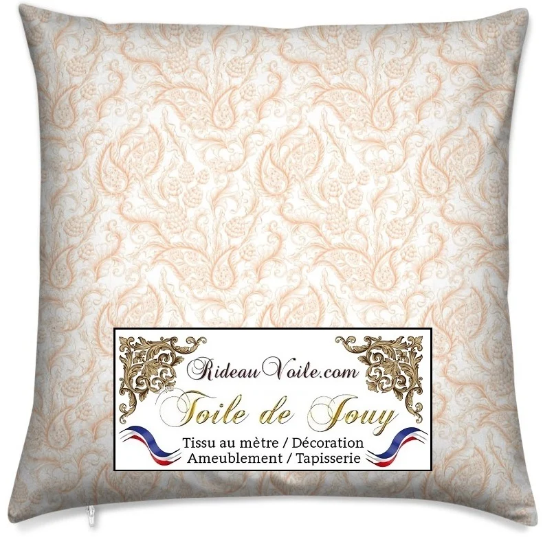 Toile de Jouy orange tissu motif Paisley Indiennes
