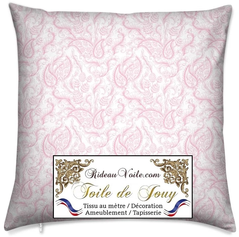 Tissu ameublement Toile de Jouy rose tissu motif Paisley rideau voilage