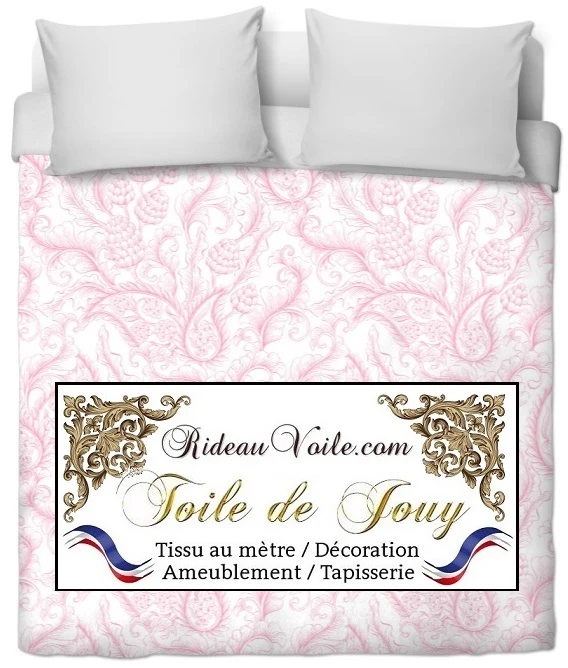 Tissu ameublement Toile de Jouy rose tissu motif Paisley rideau voilage