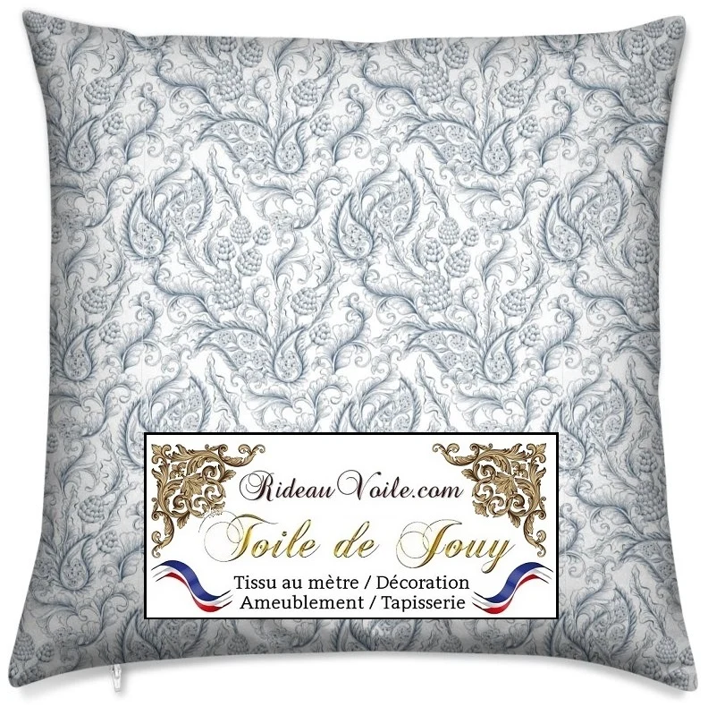 Toile de Jouy bleu ameublement motif Paisley Indiennes cachemire