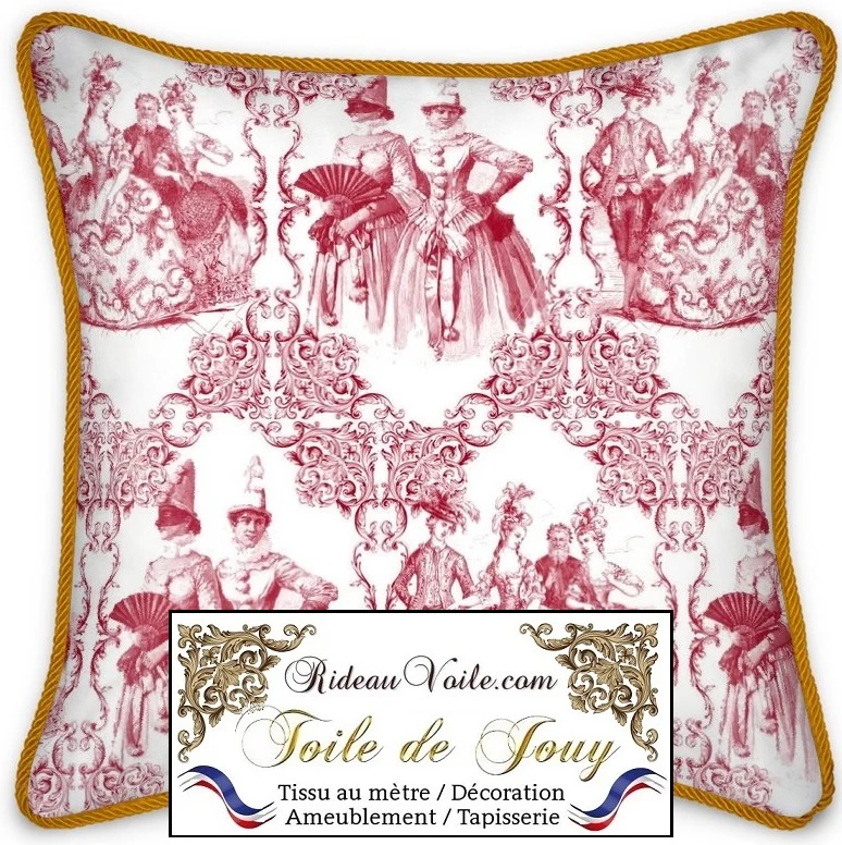 Boutique achat vente Toile de Jouy rouge tissu ameublement French fabrics furnishing