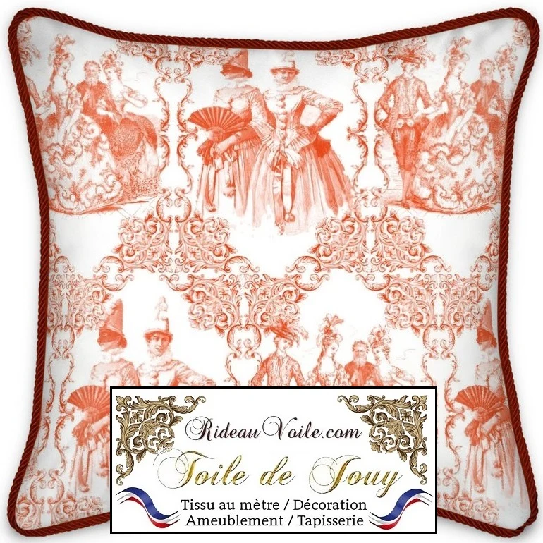 Toile de Jouy orange tissu ameublement Gardib stof måleren Verhokangas kangas