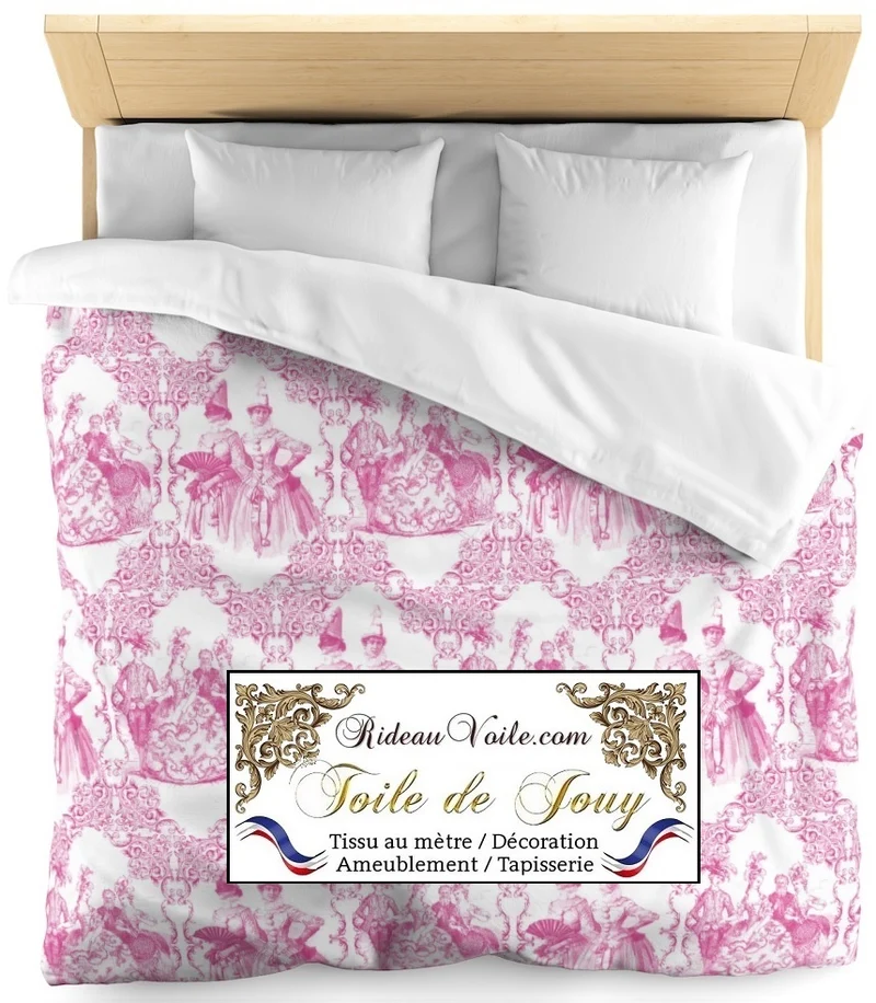 French fabrics style Toile de Jouy fushia tissu mètre. Stoff Mete Vorhangstoff rido