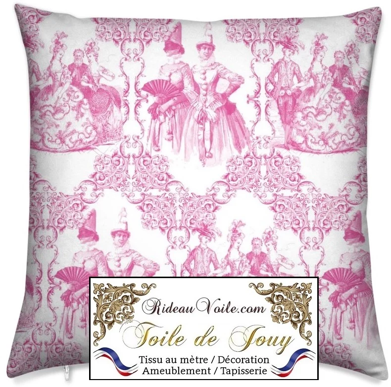 French fabrics style Toile de Jouy fushia tissu mètre. Stoff Mete Vorhangstoff rido