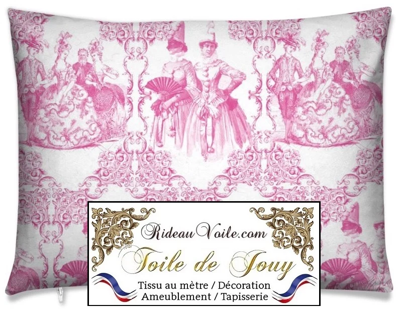 French fabrics style Toile de Jouy fushia tissu mètre. Stoff Mete Vorhangstoff rido
