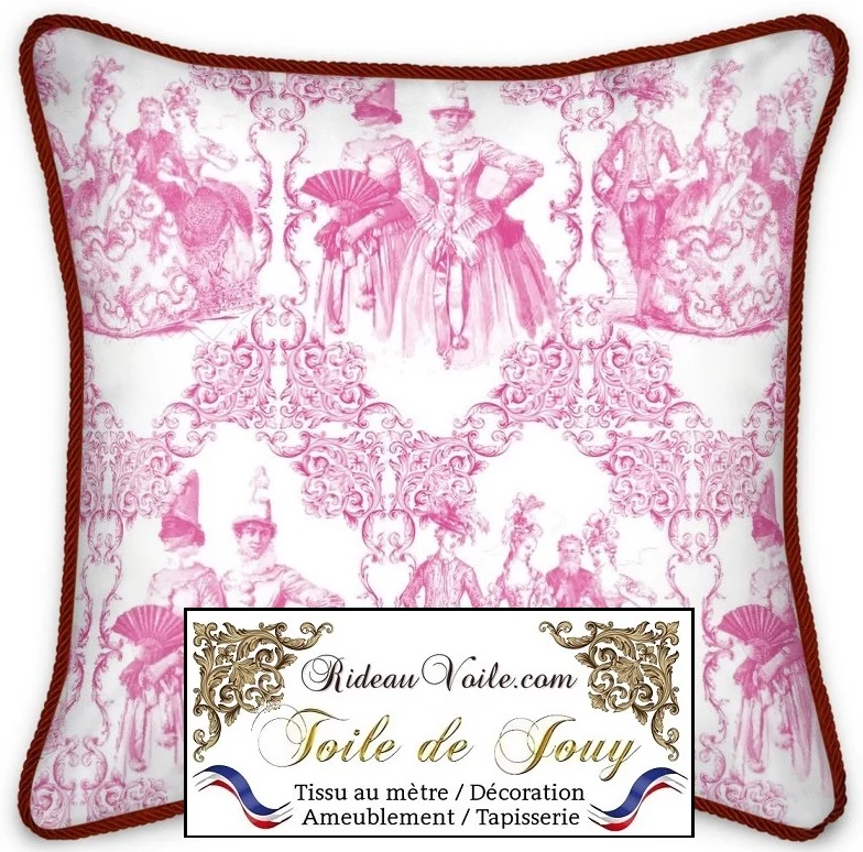 French fabrics style Toile de Jouy fushia tissu mètre. Stoff Mete Vorhangstoff rido