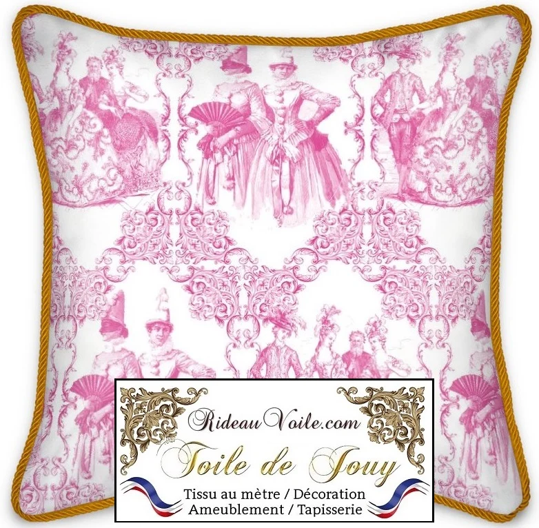 French fabrics style Toile de Jouy fushia tissu mètre. Stoff Mete Vorhangstoff rido
