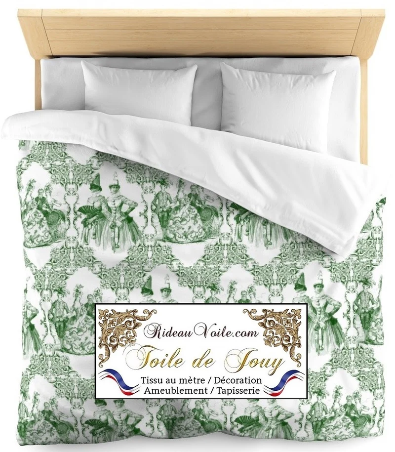 Toile de Jouy vert tissu ameublement mètre rideau Stoff Mete Vorhangstoff Empire