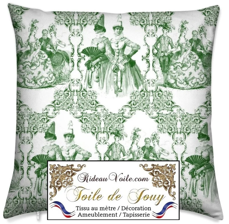 Toile de Jouy vert tissu ameublement mètre rideau Stoff Mete Vorhangstoff Empire