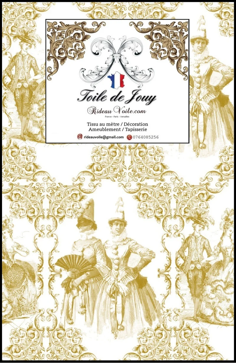 Style Toile de Jouy tissu au mètre Gardib stof ved måleren. Tela de cortina metro.