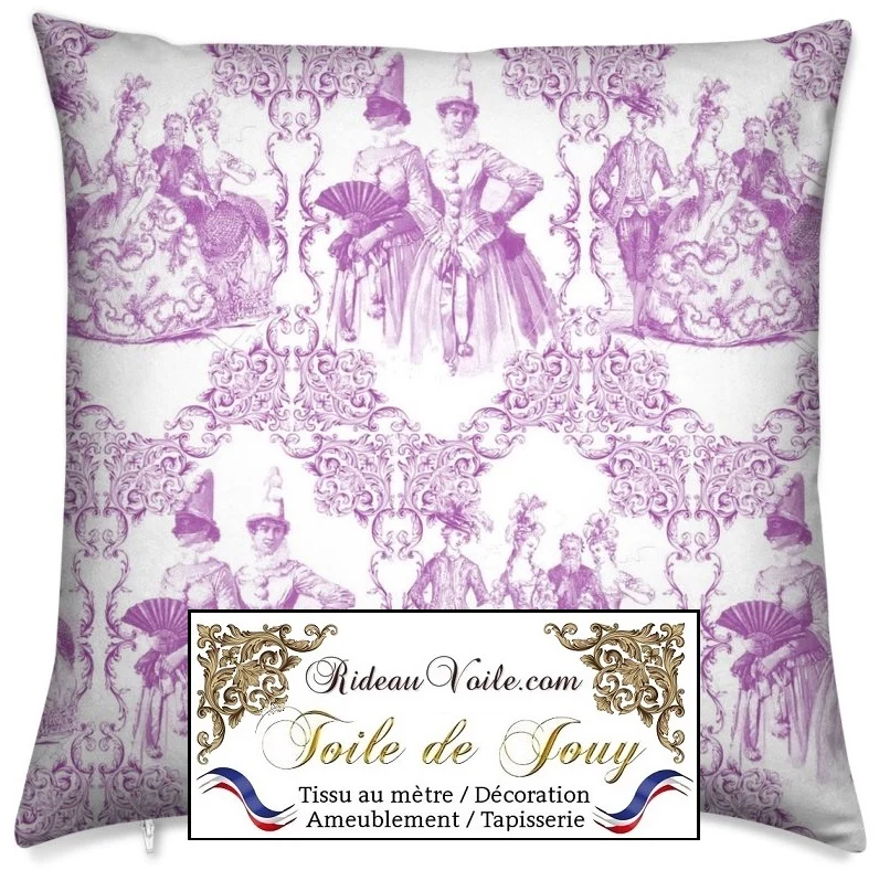 Inspiration Toile de Jouy violet tissu au mètre décorateur ameublement tapisserie