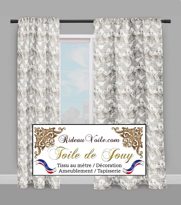Boutique jacquard design Toile de Jouy tissu mètre ameublement rideau voilage