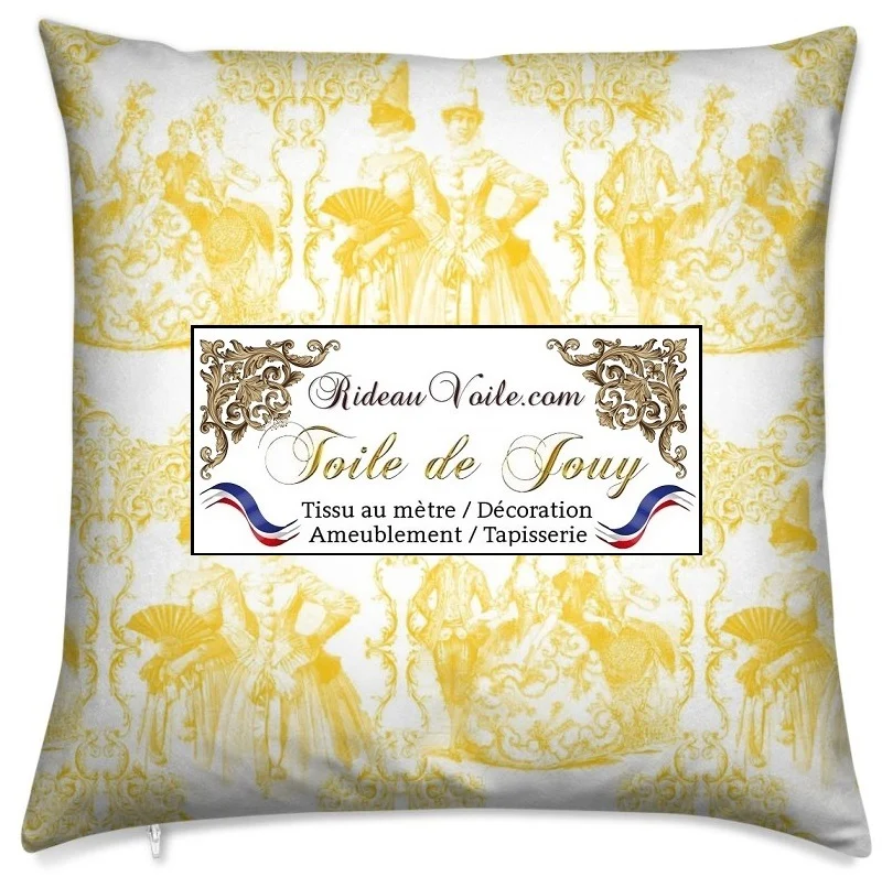 Design luxe style Toile de Jouy jaune tissu mètre décoratrice ameublement tapisserie