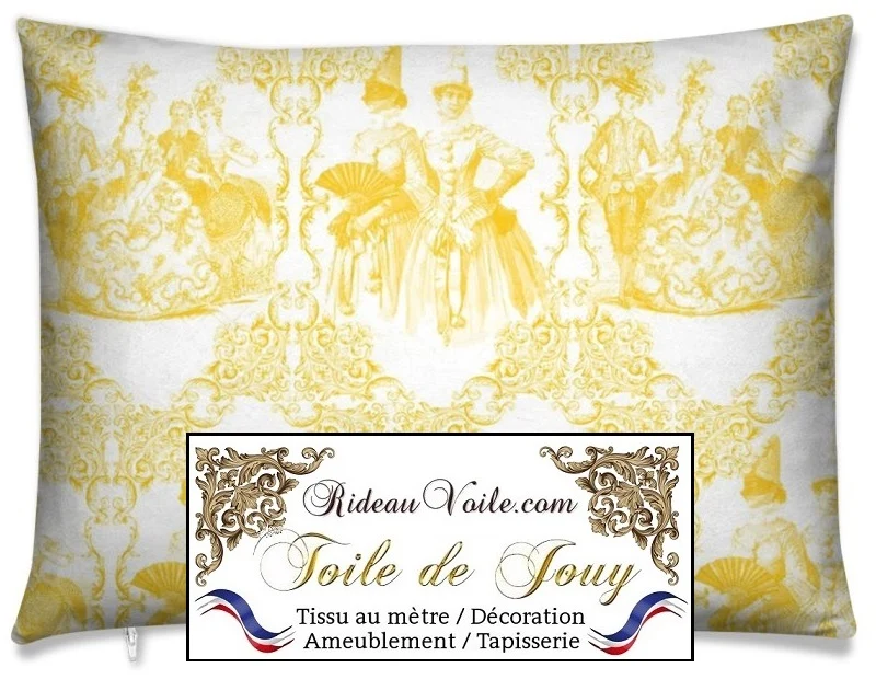 Design luxe style Toile de Jouy jaune tissu mètre décoratrice ameublement tapisserie