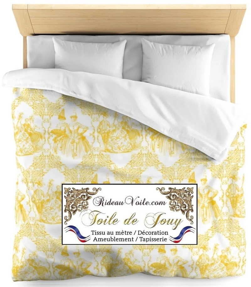 Design luxe style Toile de Jouy jaune tissu mètre décoratrice ameublement tapisserie