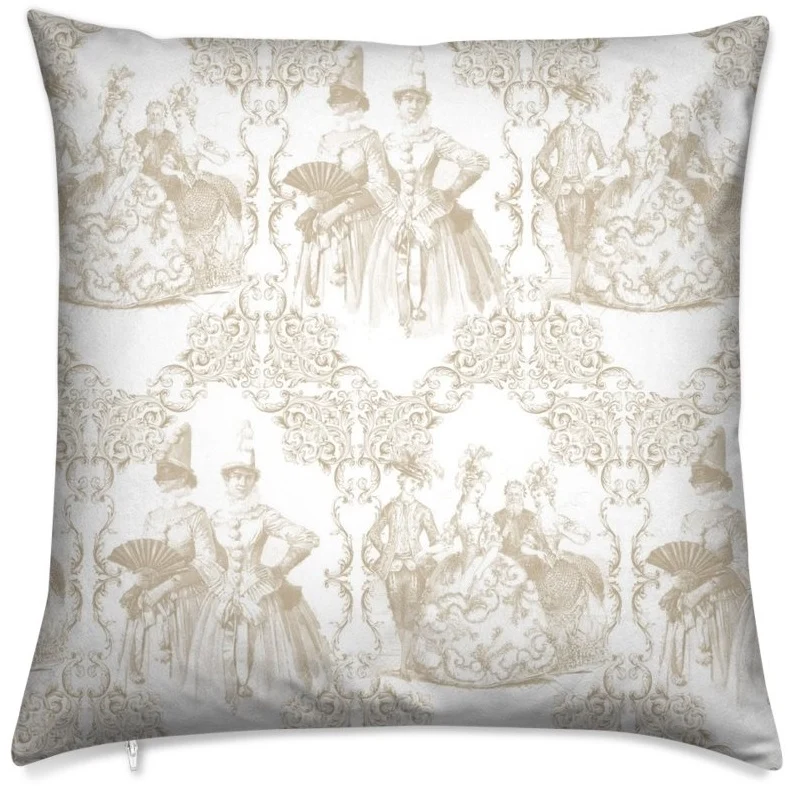 Toile de Jouy beige tissu au mètre déco d'ameublement tapisserie rideau voilage