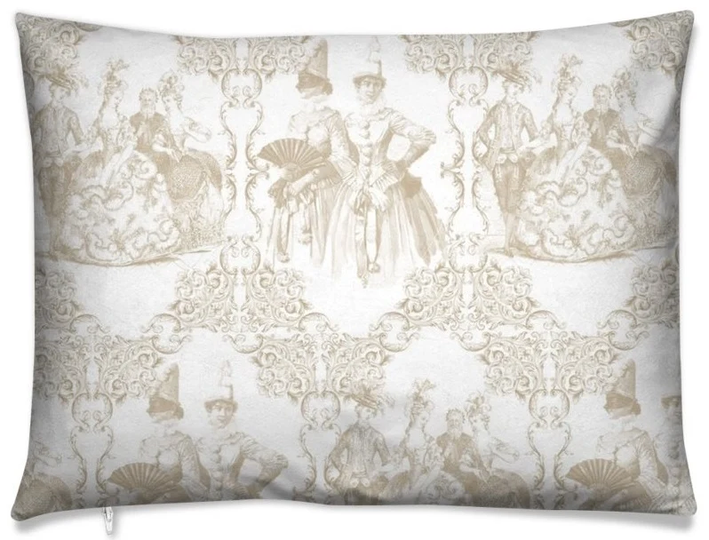 Toile de Jouy beige tissu au mètre déco d'ameublement tapisserie rideau voilage