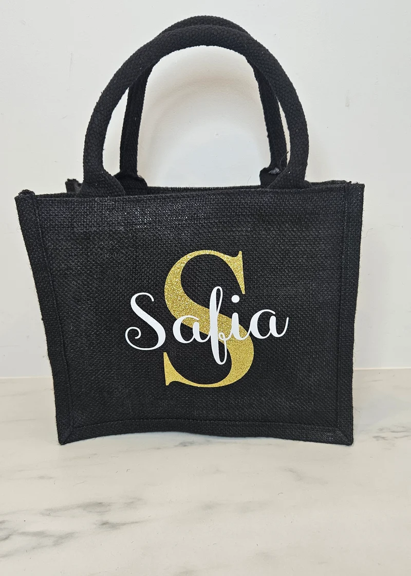 Sac en jute noir petit format