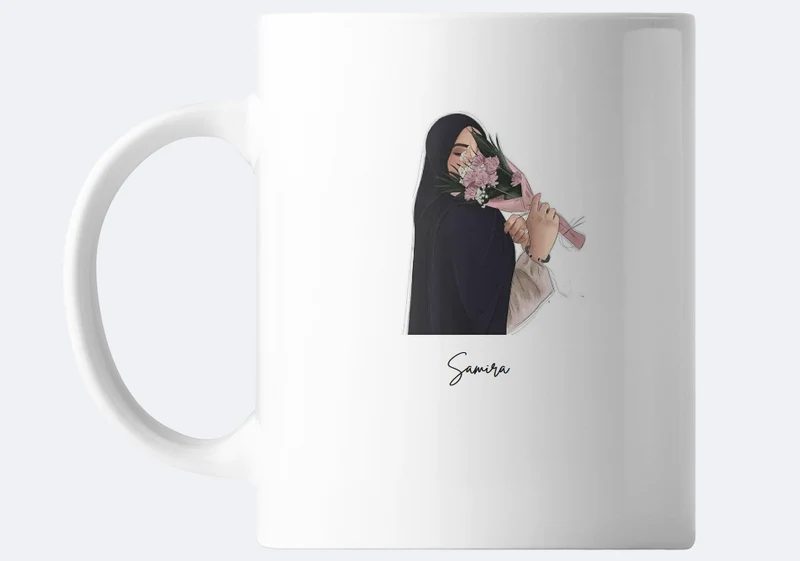Mug femme avec bouquet