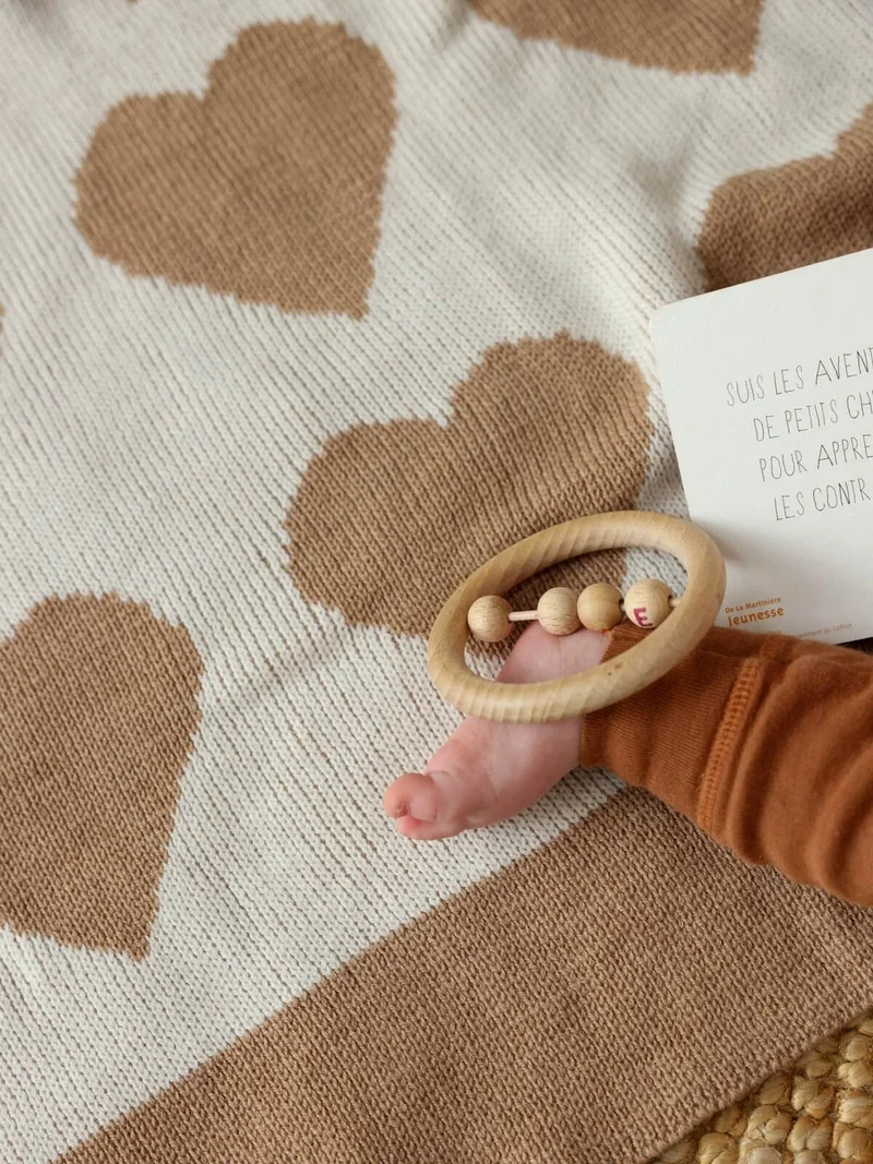 Couverture bébé COEURS Mérinos