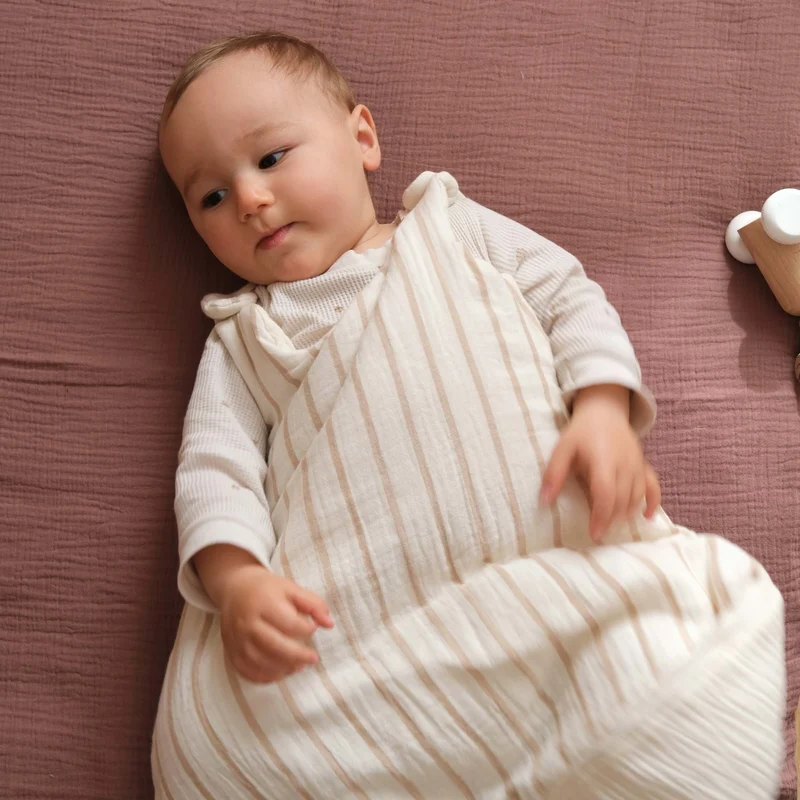 Gigoteuse gaze de coton RAYURES BEIGE TOG 2