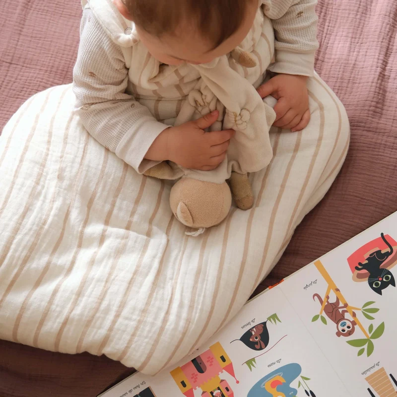 Gigoteuse gaze de coton RAYURES BEIGE TOG 2