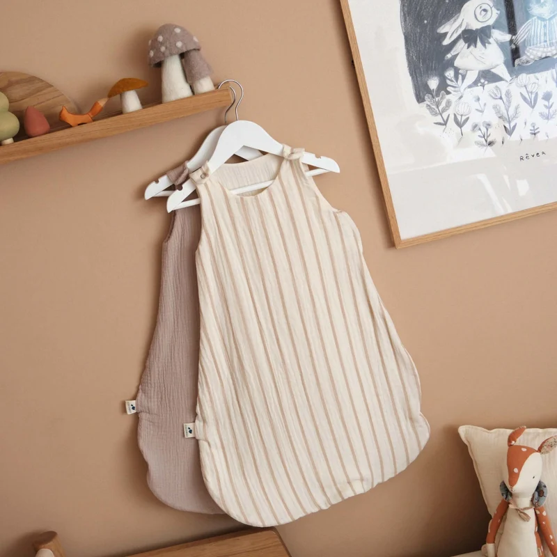 Gigoteuse gaze de coton RAYURES BEIGE TOG 1