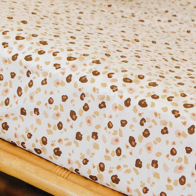 Lot de 2 draps-housse ECRU / LEOPARD
