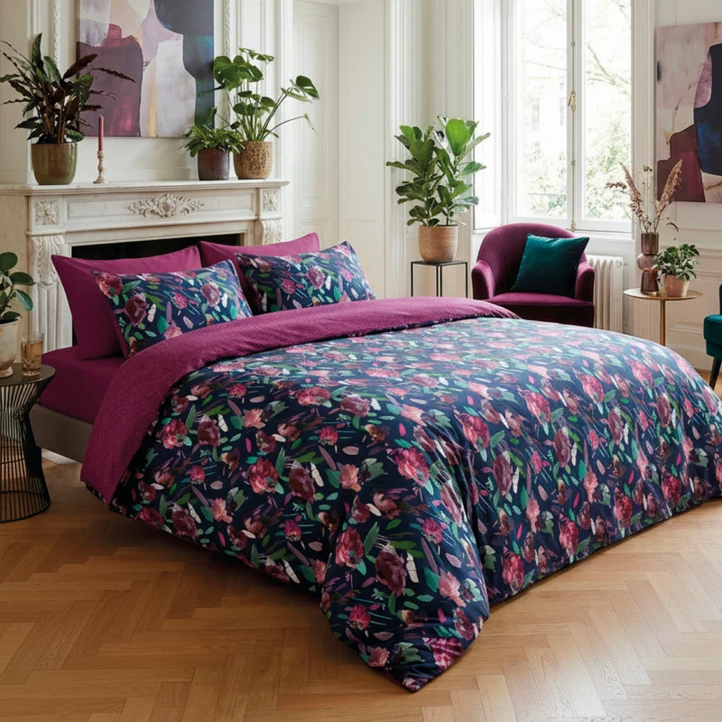 Drap plat satin de coton - Pollen Prune