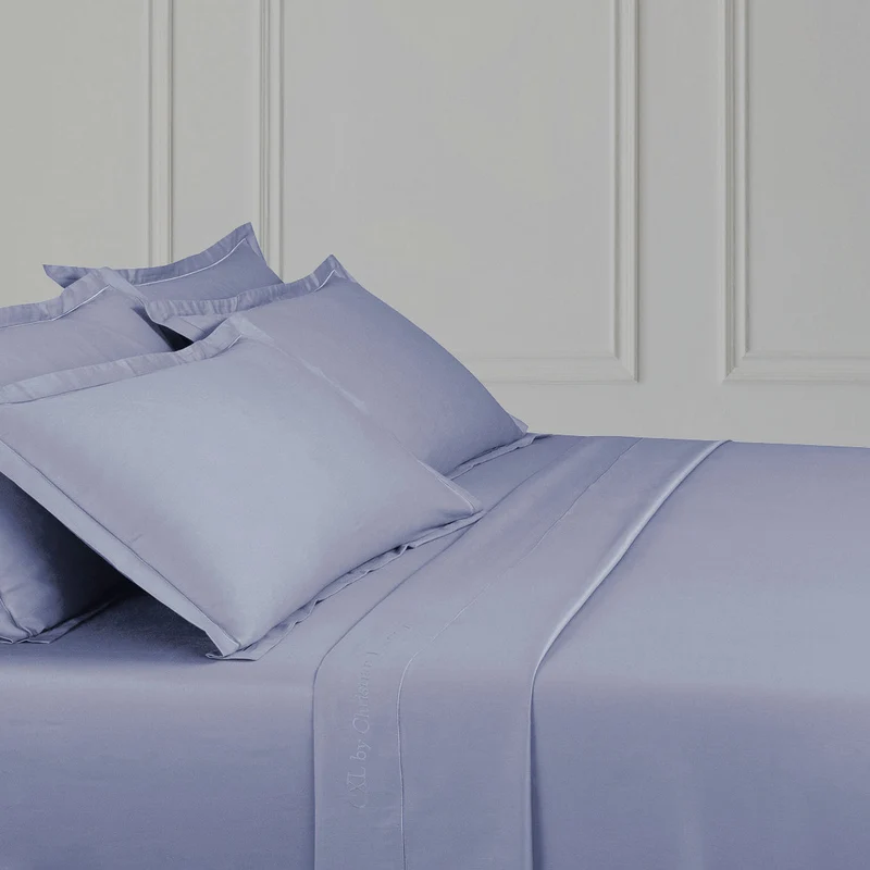 Drap plat satin de coton - Uni 1 baratta Bleu 02