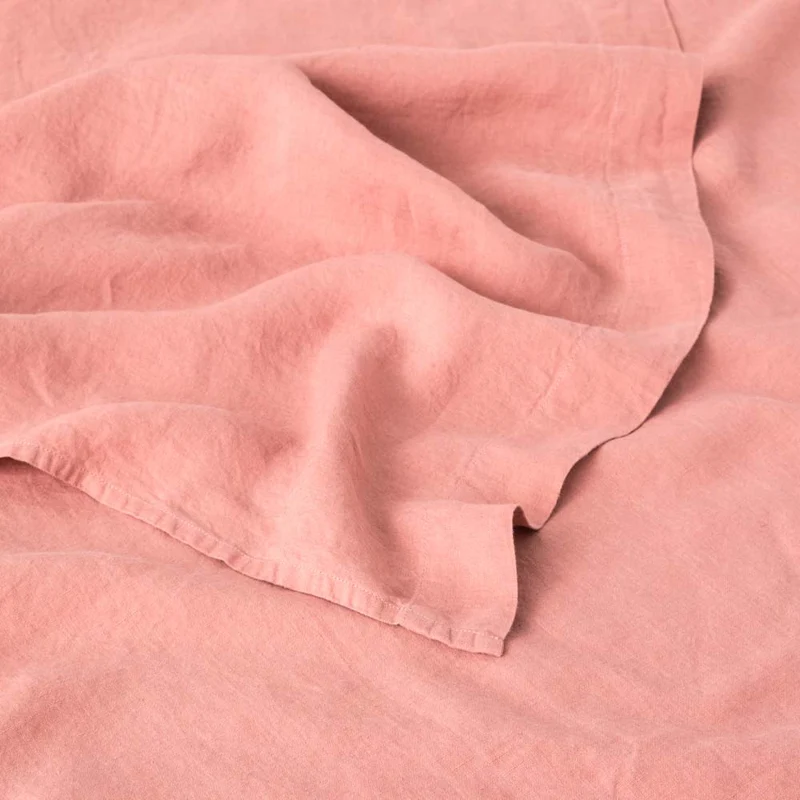 Drap plat en lin lavé 190g/m² • Vieux Rose
