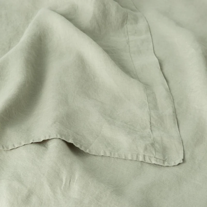 Drap plat en lin lavé 190g/m² • Vert Sauge