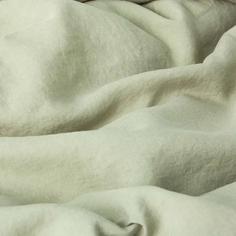 Drap plat en lin lavé 190g/m² • Vert Sauge