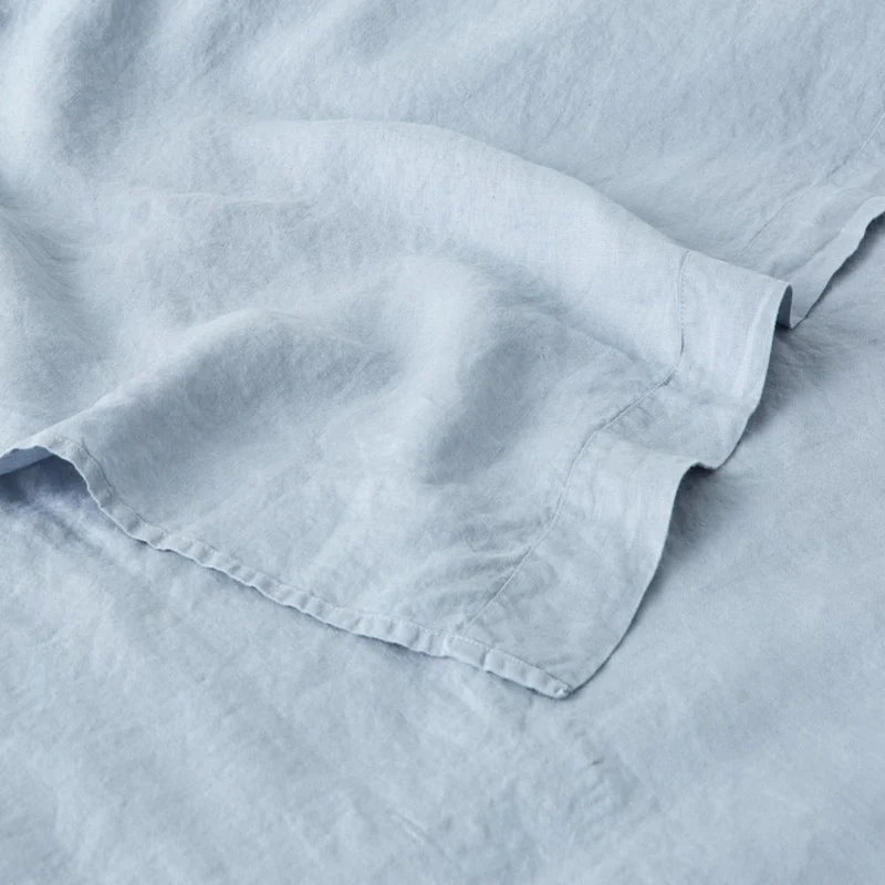 Drap plat en lin lavé 190g/m² • Bleu Glacier