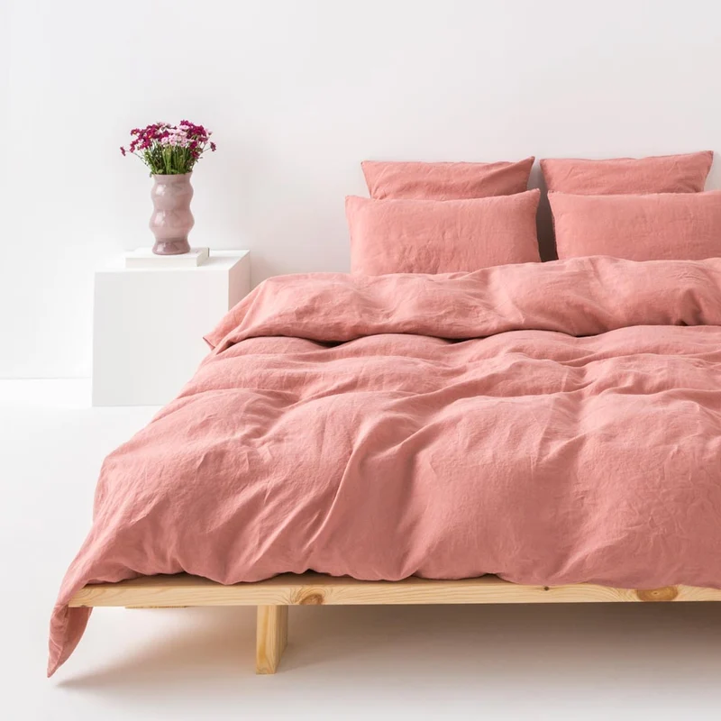 Housse de couette en lin lavé 190g/m² • Vieux Rose