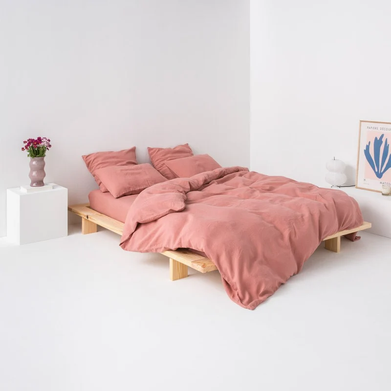 Housse de couette en lin lavé 190g/m² • Vieux Rose