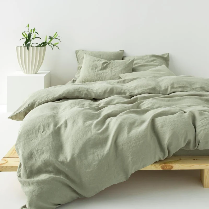 Housse de couette en lin lavé 190g/m² • Vert Sauge