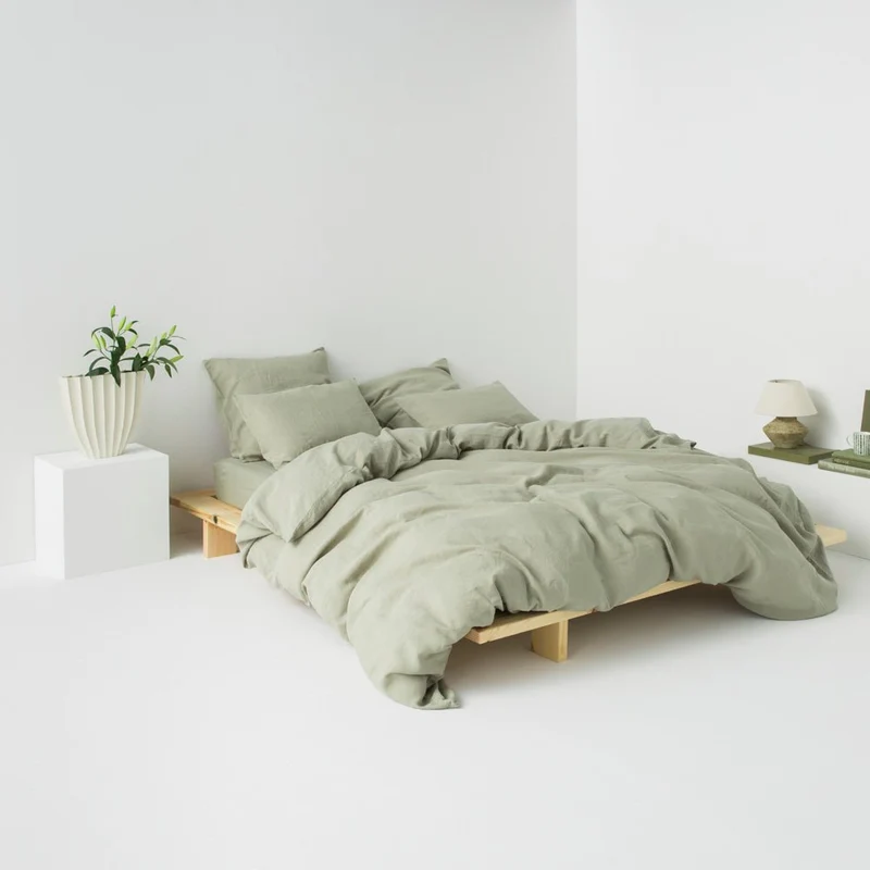 Housse de couette en lin lavé 190g/m² • Vert Sauge