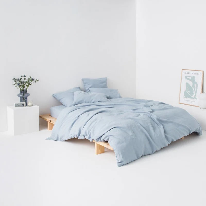 Housse de couette en lin 190g/m² • Bleu Glacier