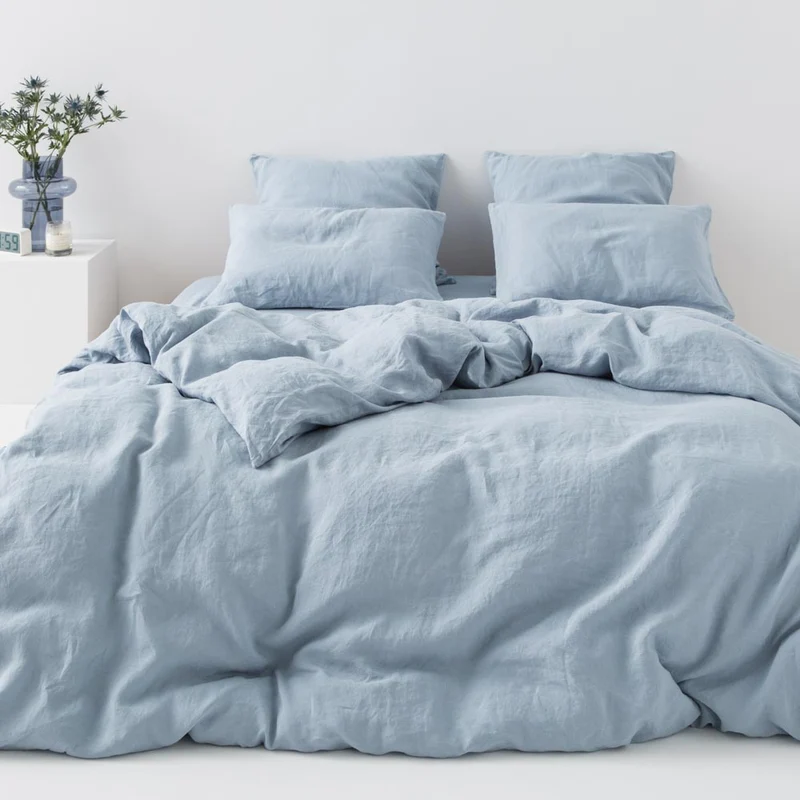 Housse de couette en lin 190g/m² • Bleu Glacier