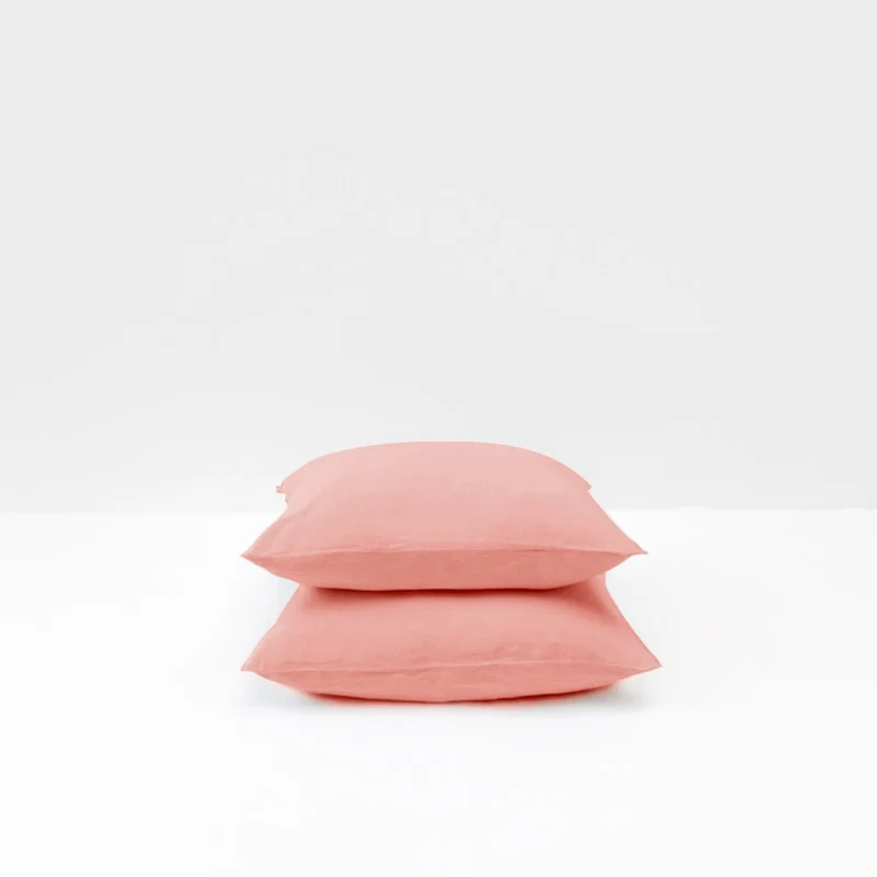 2 taies d'oreiller en lin lavé 190g/m² • Vieux Rose