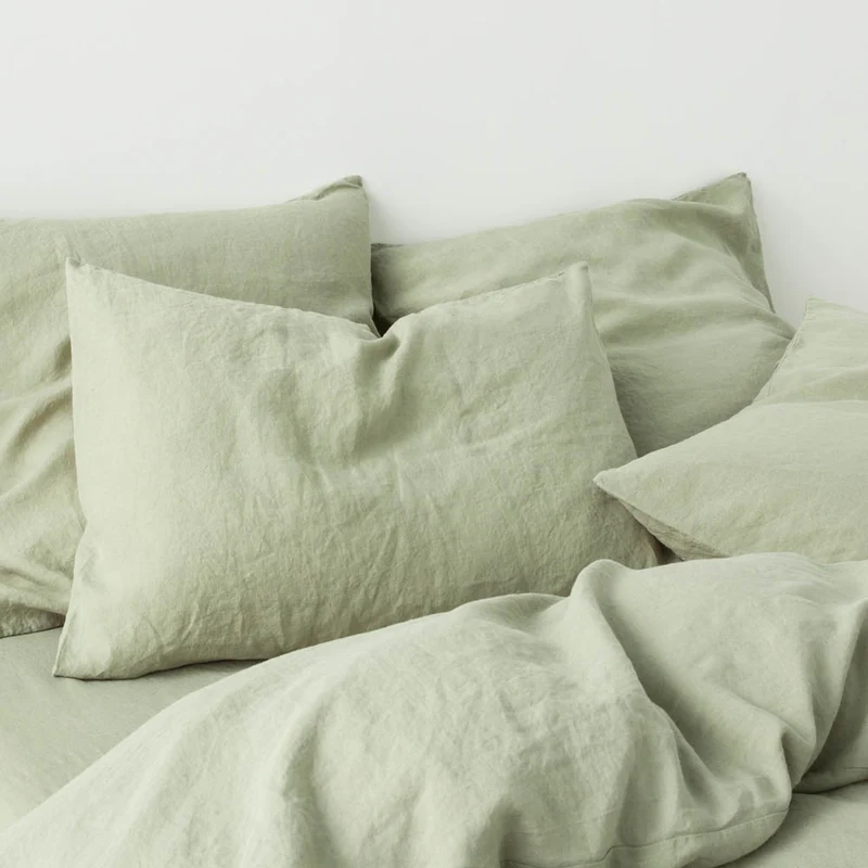2 taies d'oreiller en lin lavé 190g/m² • Vert Sauge