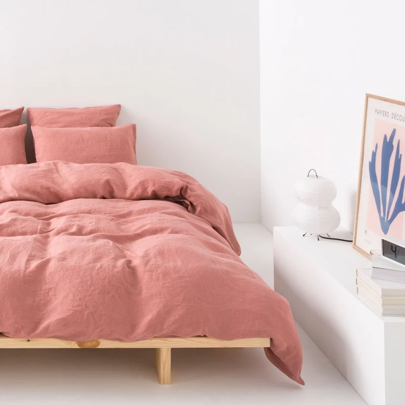 Parure de lit en lin lavé 190g/m² • Vieux Rose