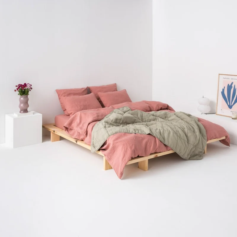 Parure de lit en lin lavé 190g/m² • Vieux Rose