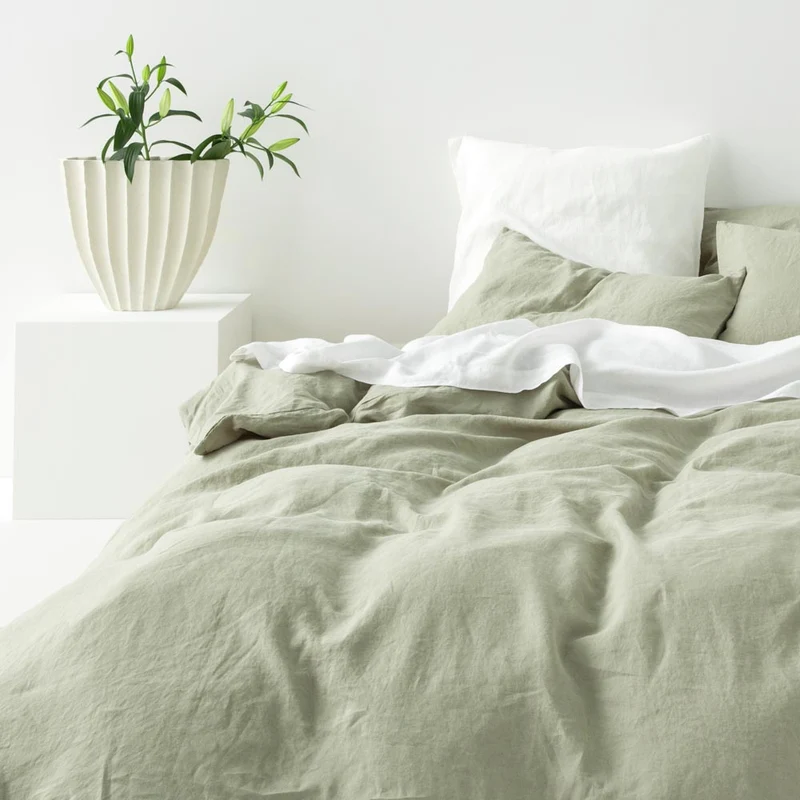 Parure de lit en lin lavé 190g/m² • Vert Sauge