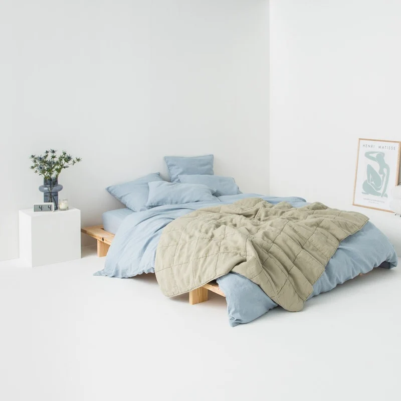 Parure de lit en lin lavé 190g/m² • Bleu Glacier