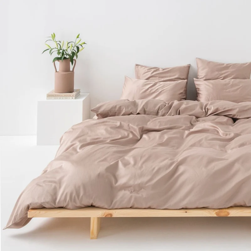 Parure de lit en satin de coton égyptien 300 fils • Beige Argile