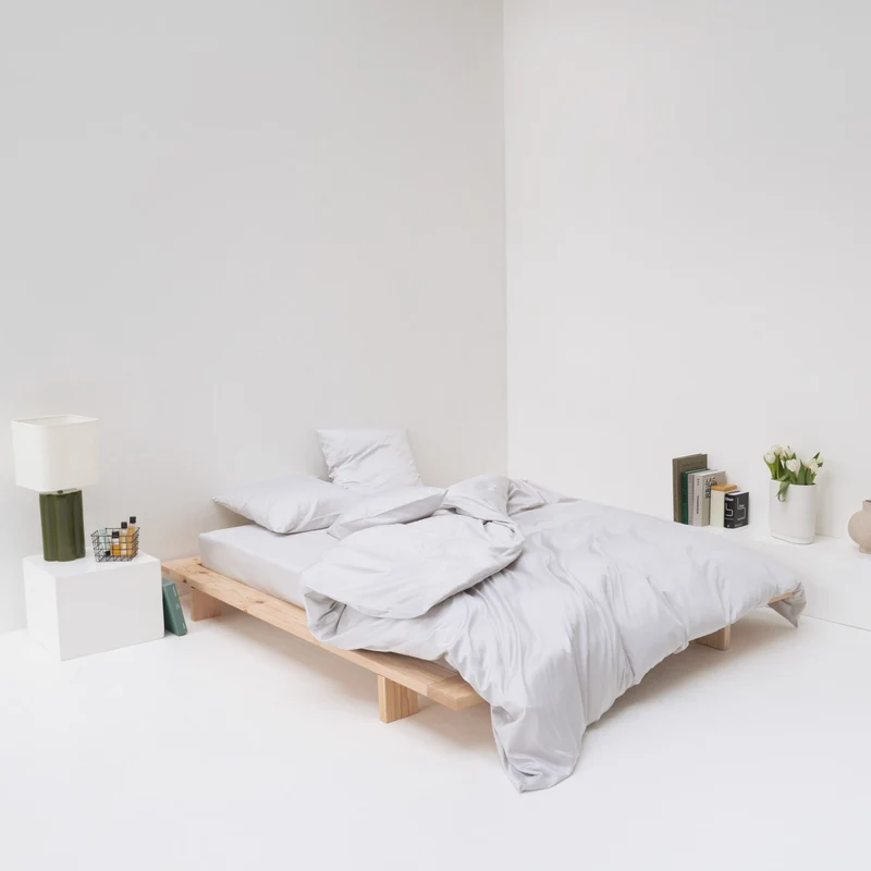 Housse de couette en satin coton égyptien 300 fils • Gris Galet