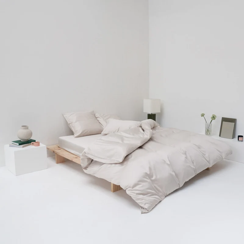 Housse de couette en satin coton égyptien 300 fils • Beige Sable